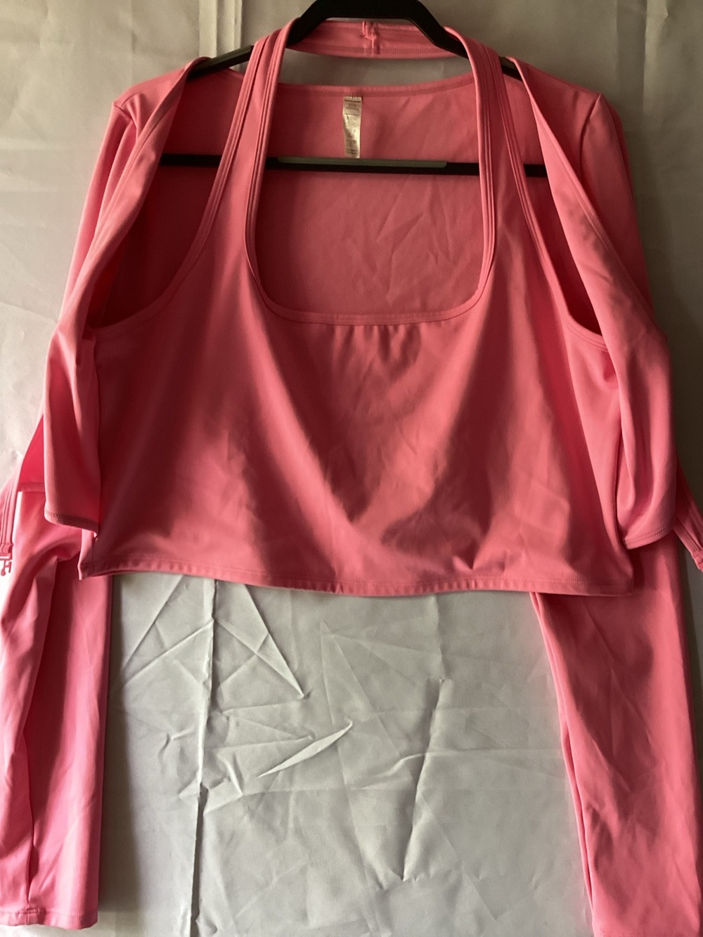 222 Cropped Long Sleeve Top and Pants in Coral Pink